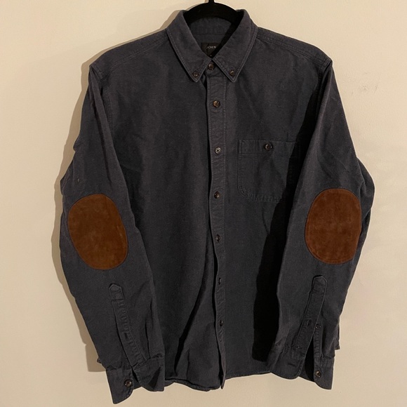 J. Crew Other - J Crew Men’s Navy Blue Wool Shirt with Elbow Patches